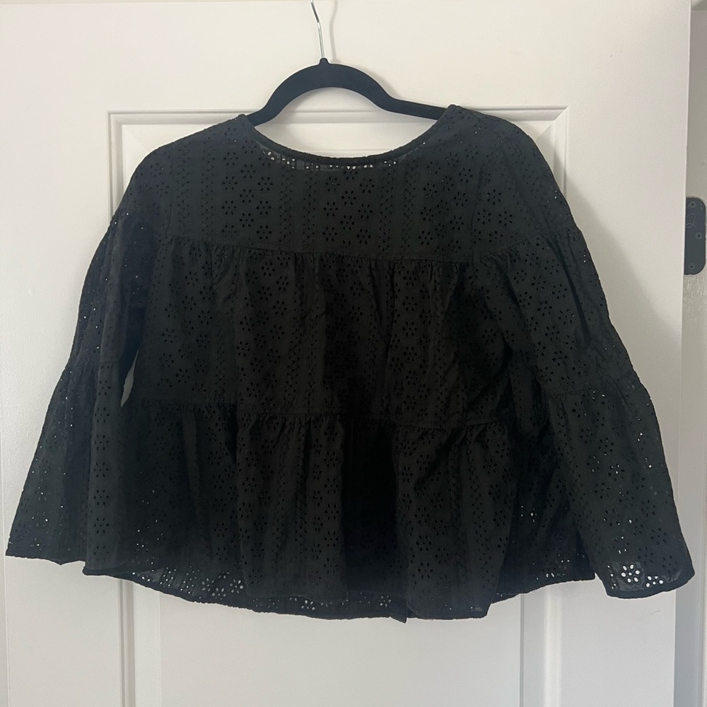 Madewell Black Eyelet Blouse